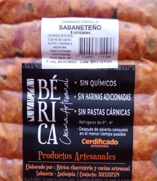 Chorizo criollo sabaneteño BÉRICA - 6 unds.